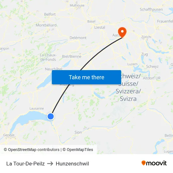 La Tour-De-Peilz to Hunzenschwil map