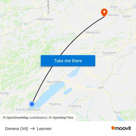 Onnens (Vd) to Leymen map