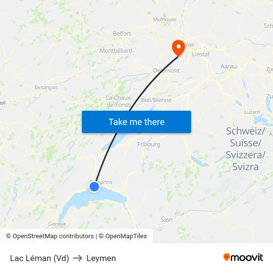 Lac Léman (Vd) to Leymen map