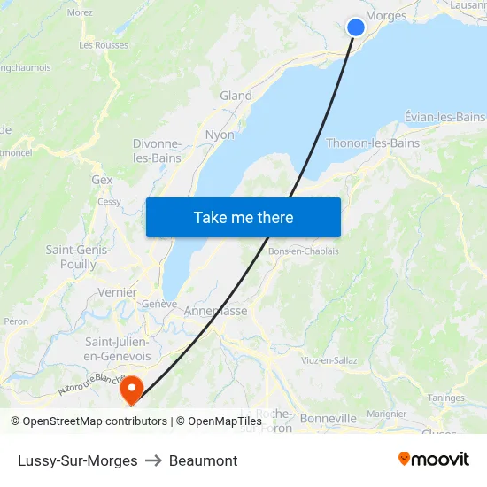 Lussy-Sur-Morges to Beaumont map