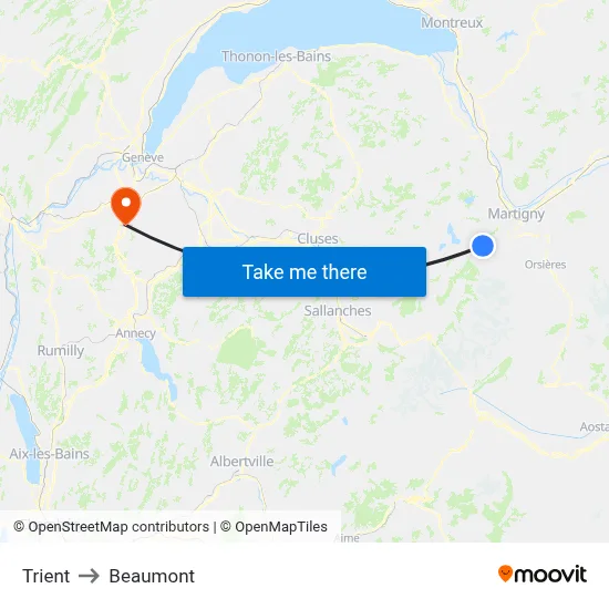Trient to Beaumont map
