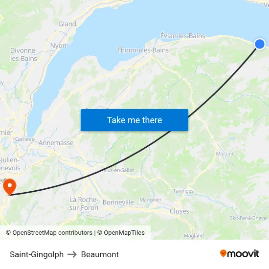 Saint-Gingolph to Beaumont map