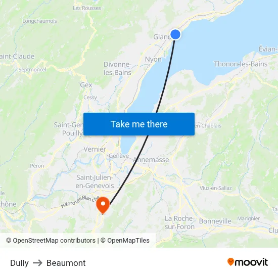 Dully to Beaumont map