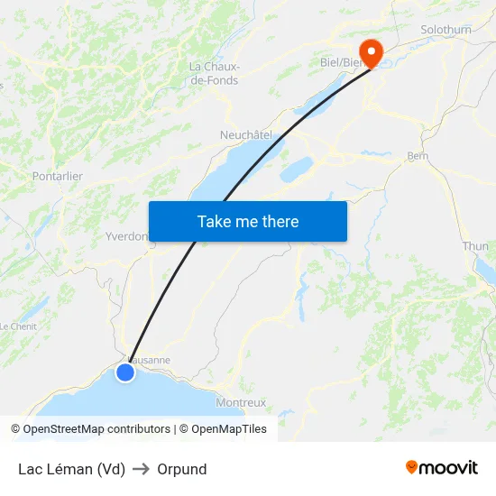 Lac Léman (Vd) to Orpund map