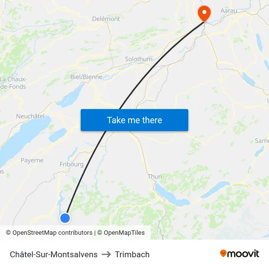 Châtel-Sur-Montsalvens to Trimbach map