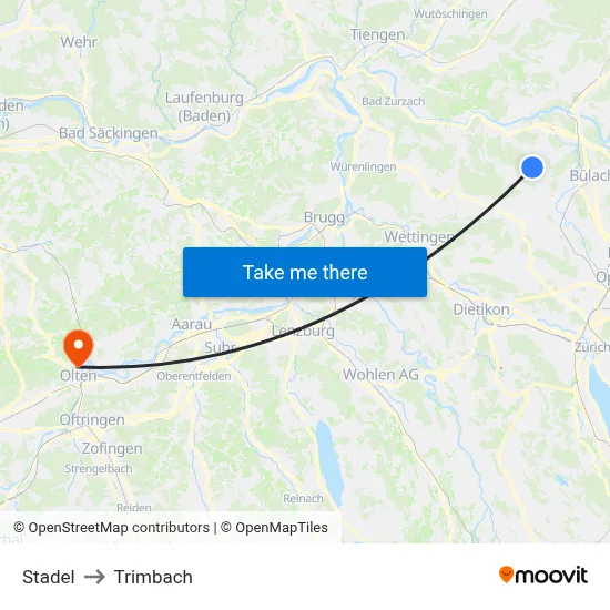 Stadel to Trimbach map