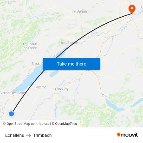Echallens to Trimbach map