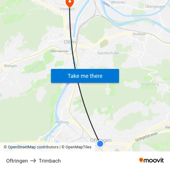 Oftringen to Trimbach map
