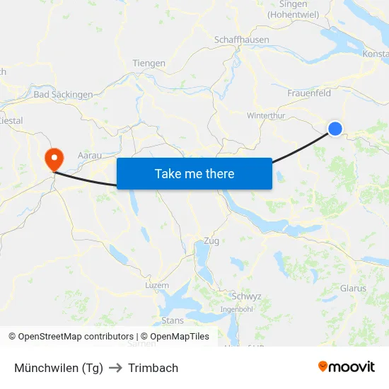 Münchwilen (Tg) to Trimbach map