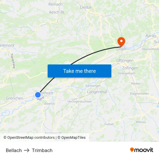 Bellach to Trimbach map