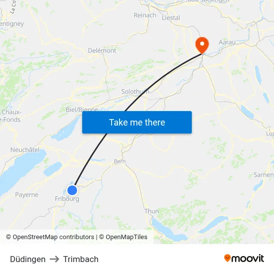 Düdingen to Trimbach map