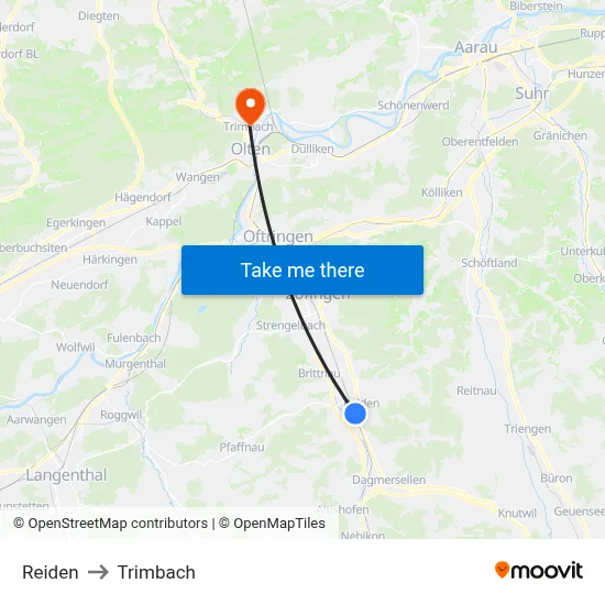 Reiden to Trimbach map