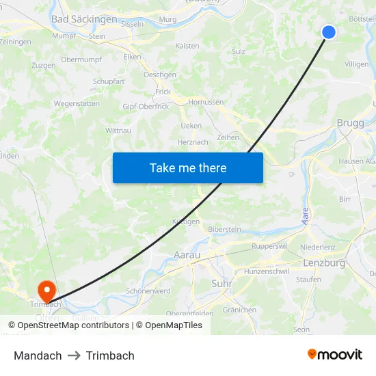 Mandach to Trimbach map
