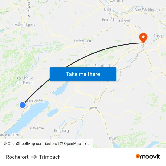 Rochefort to Trimbach map