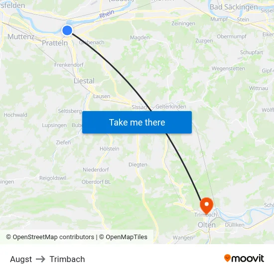 Augst to Trimbach map