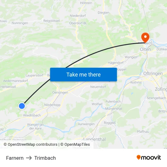 Farnern to Trimbach map