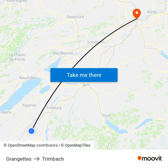 Grangettes to Trimbach map