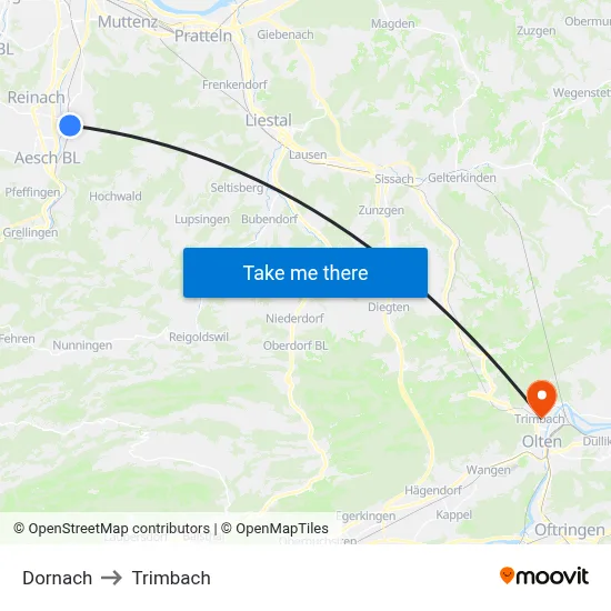 Dornach to Trimbach map