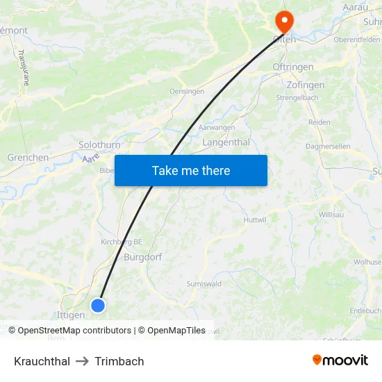 Krauchthal to Trimbach map