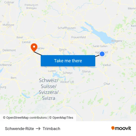 Schwende-Rüte to Trimbach map