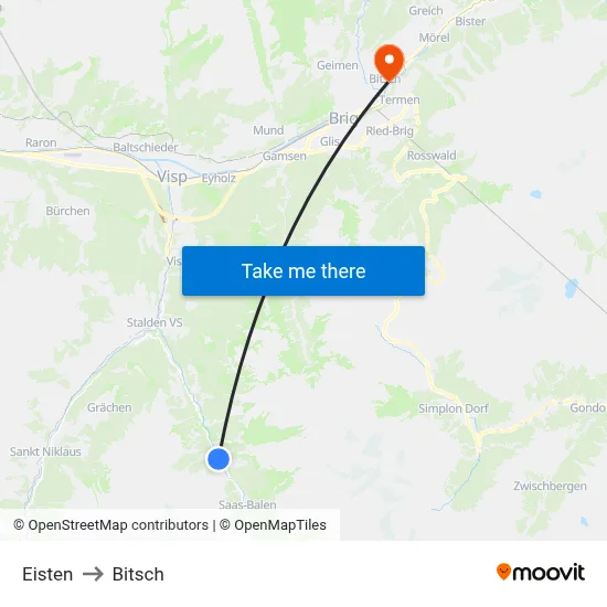 Eisten to Bitsch map