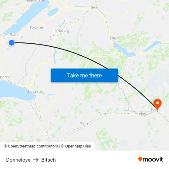 Donneloye to Bitsch map