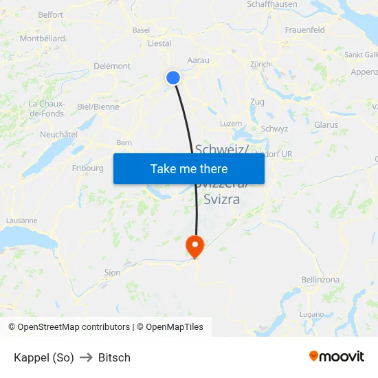Kappel (So) to Bitsch map