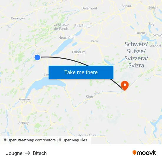 Jougne to Bitsch map