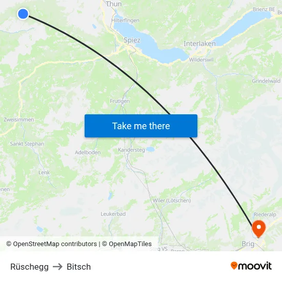 Rüschegg to Bitsch map