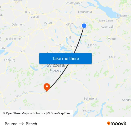 Bauma to Bitsch map