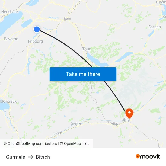 Gurmels to Bitsch map