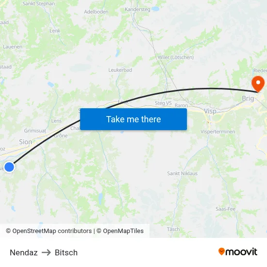 Nendaz to Bitsch map