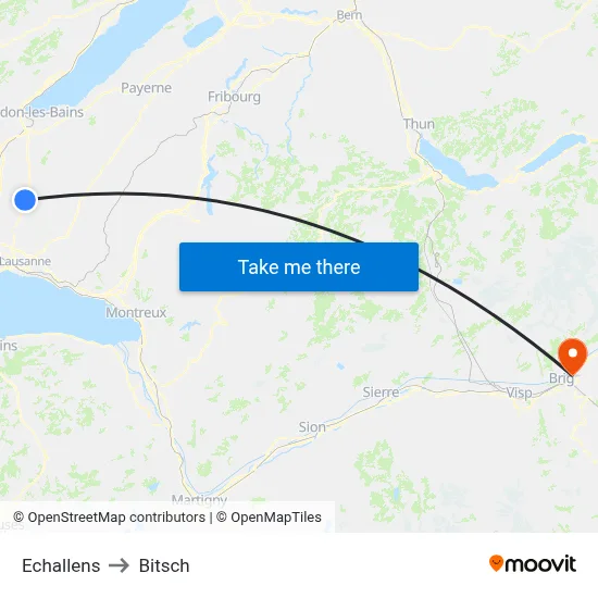 Echallens to Bitsch map