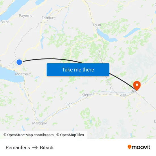 Remaufens to Bitsch map