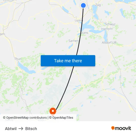 Abtwil to Bitsch map