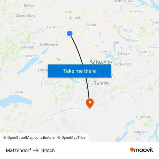 Matzendorf to Bitsch map