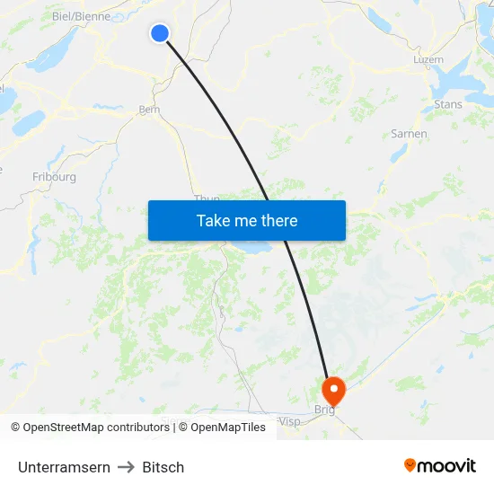 Unterramsern to Bitsch map