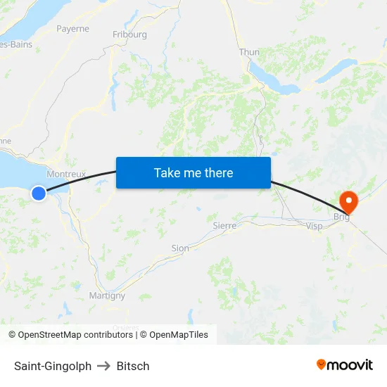 Saint-Gingolph to Bitsch map