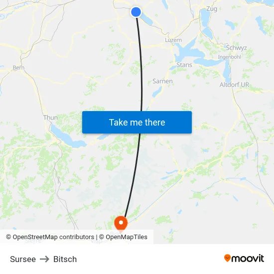 Sursee to Bitsch map