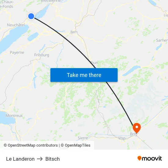 Le Landeron to Bitsch map