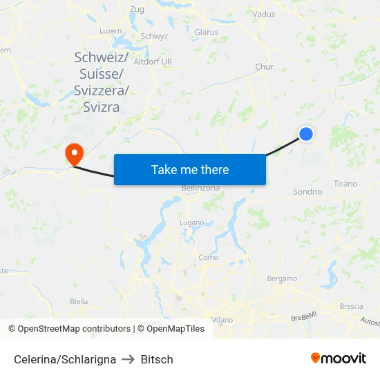 Celerina/Schlarigna to Bitsch map