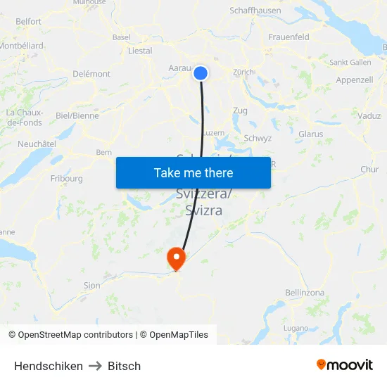 Hendschiken to Bitsch map