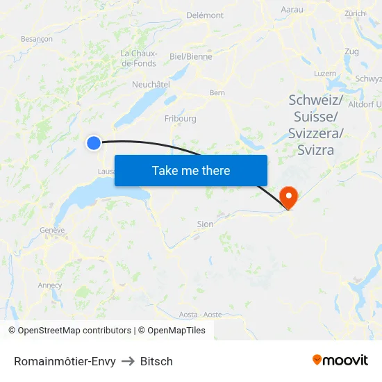 Romainmôtier-Envy to Bitsch map