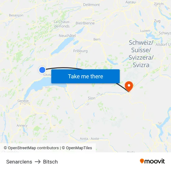 Senarclens to Bitsch map