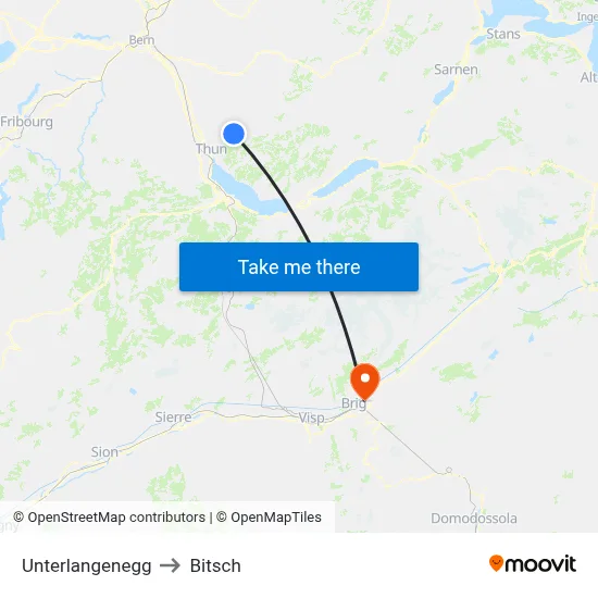 Unterlangenegg to Bitsch map