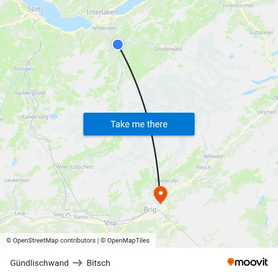 Gündlischwand to Bitsch map