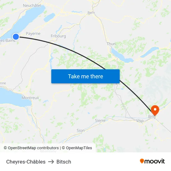 Cheyres-Châbles to Bitsch map