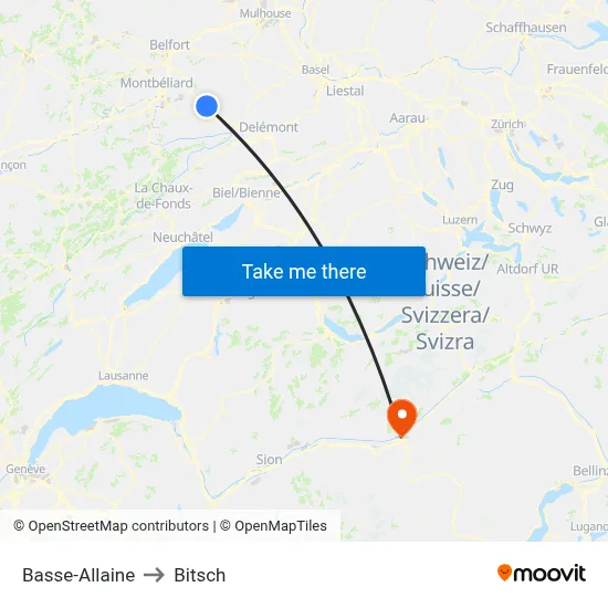 Basse-Allaine to Bitsch map