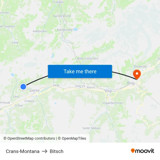 Crans-Montana to Bitsch map