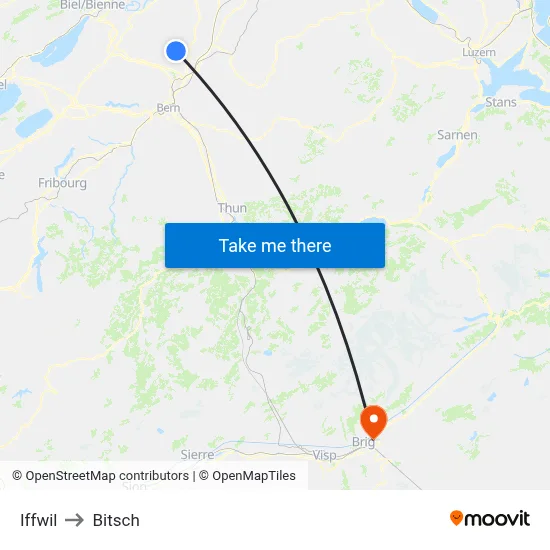 Iffwil to Bitsch map